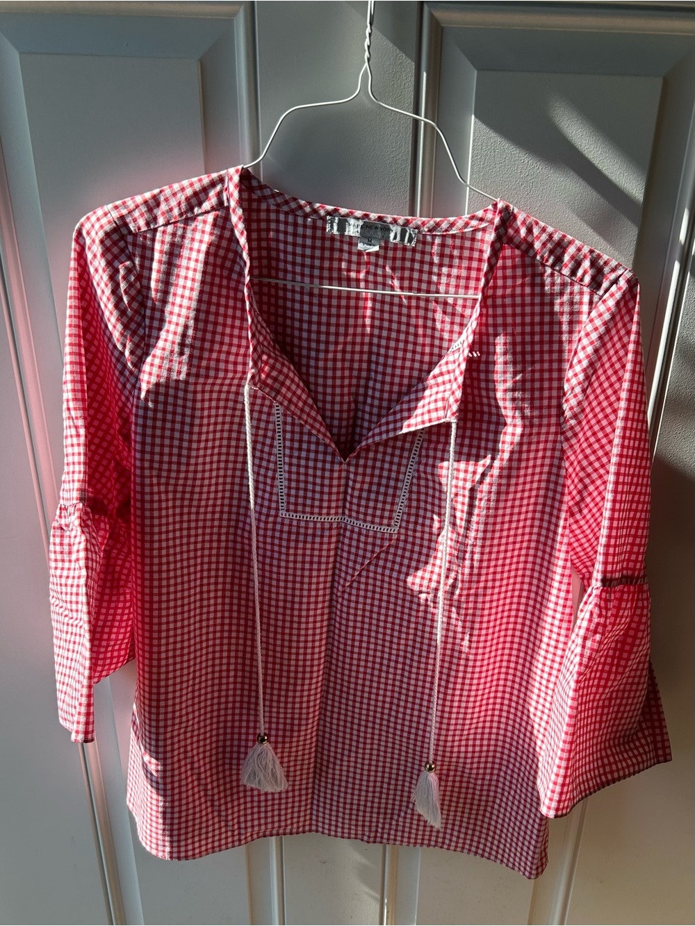 Marc New York Red and White Gingham Blouse